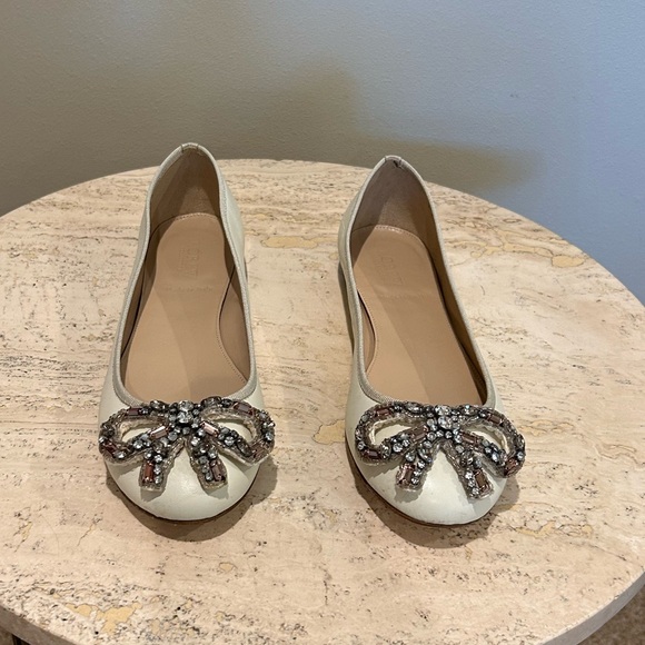 J. Crew Shoes - J. Crew Leather Ballet Flats Rhinestone Embellished Women's 8 Made In Italy
